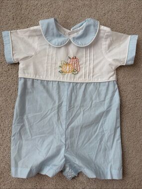 Remember Nguyen Light Blue & White Pumpkin Embroidered shortall